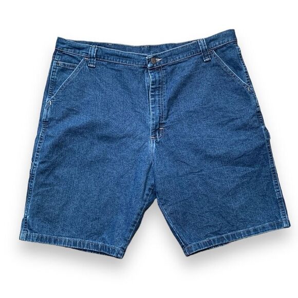Vintage Wrangler Shorts Medium Wash Baggy Denim Carpenter Utility Denim Jorts - Picture 2 of 11